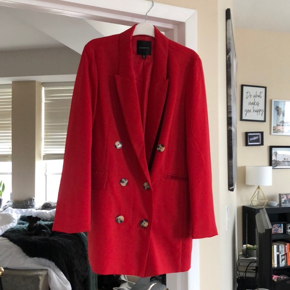 Dynamite Jackets & Blazers - Double Breasted Red Blazer